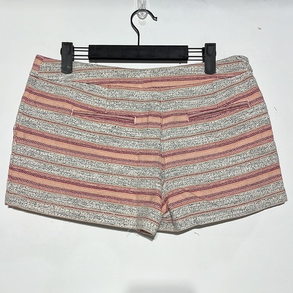 LOFT Pink Purple Grey Black 4' Mid Rise Striped Embroidered Shorts Size 4 - Picture 3 of 7